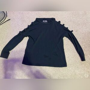 Victoria Sport Black Long Sleeve Top with Cutout Details